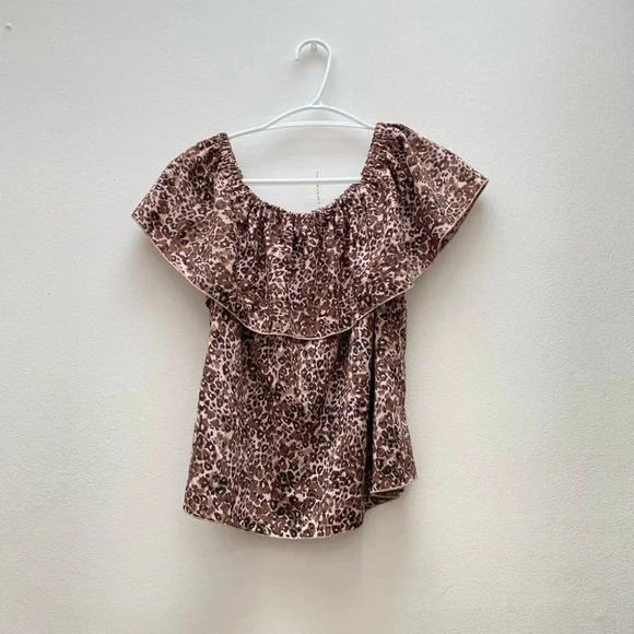 ARITZIA - Off-shoulder Brown Tan Leopard Print Promener Blouse - Picture 6 of 9